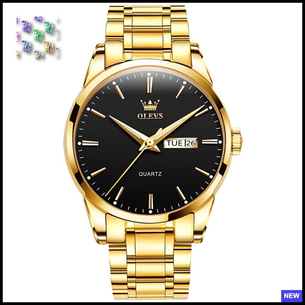 Stainless Steel Analog Quartz Watch Day Date Luminous Classic Mens Luxury